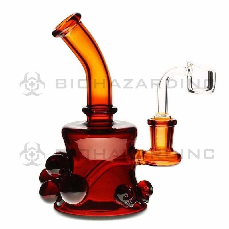 Biohazard Inc Glass Dab Rig 6" Skull Marbles Banger Hanger w/ Banger - Amber