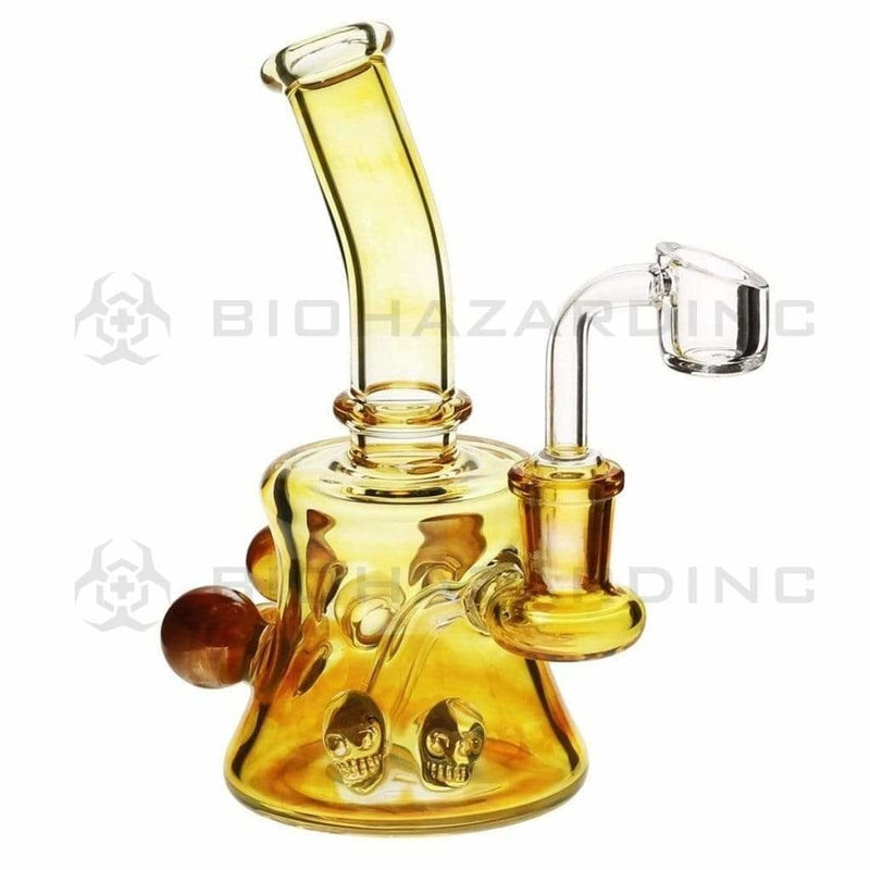 Biohazard Inc Glass Dab Rig 6" Skull Marbles Banger Hanger w/ Banger - Fumed