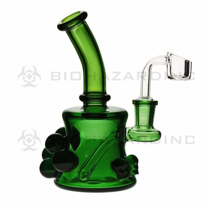 Biohazard Inc Glass Dab Rig 6" Skull Marbles Banger Hanger w/ Banger - Green