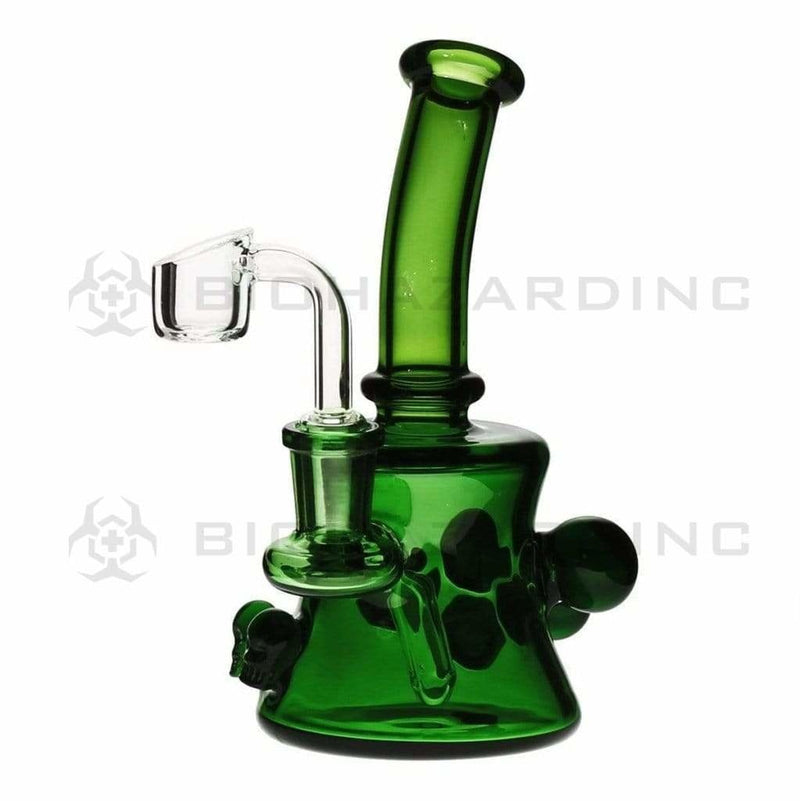 Biohazard Inc Glass Dab Rig 6" Skull Marbles Banger Hanger w/ Banger - Green