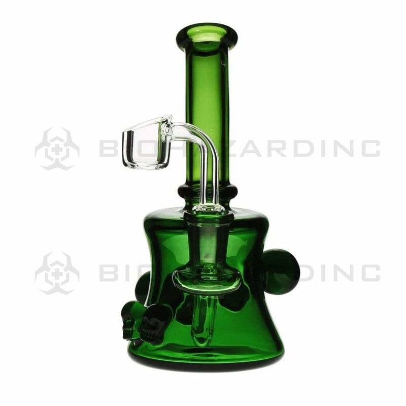 Biohazard Inc Glass Dab Rig 6" Skull Marbles Banger Hanger w/ Banger - Green