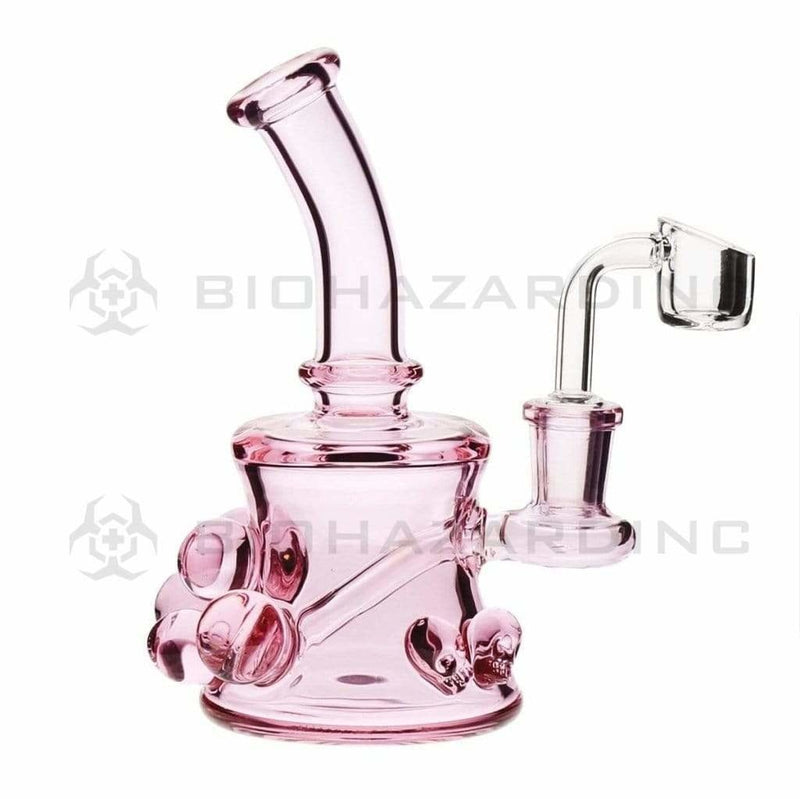 Biohazard Inc Glass Dab Rig 6" Skull Marbles Banger Hanger w/ Banger - Pink