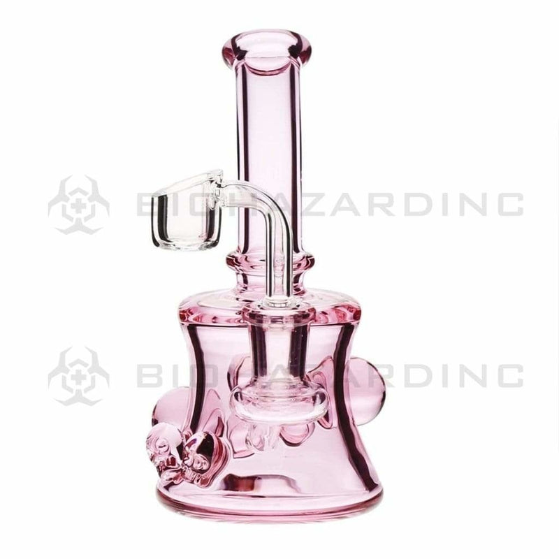 Biohazard Inc Glass Dab Rig 6" Skull Marbles Banger Hanger w/ Banger - Pink