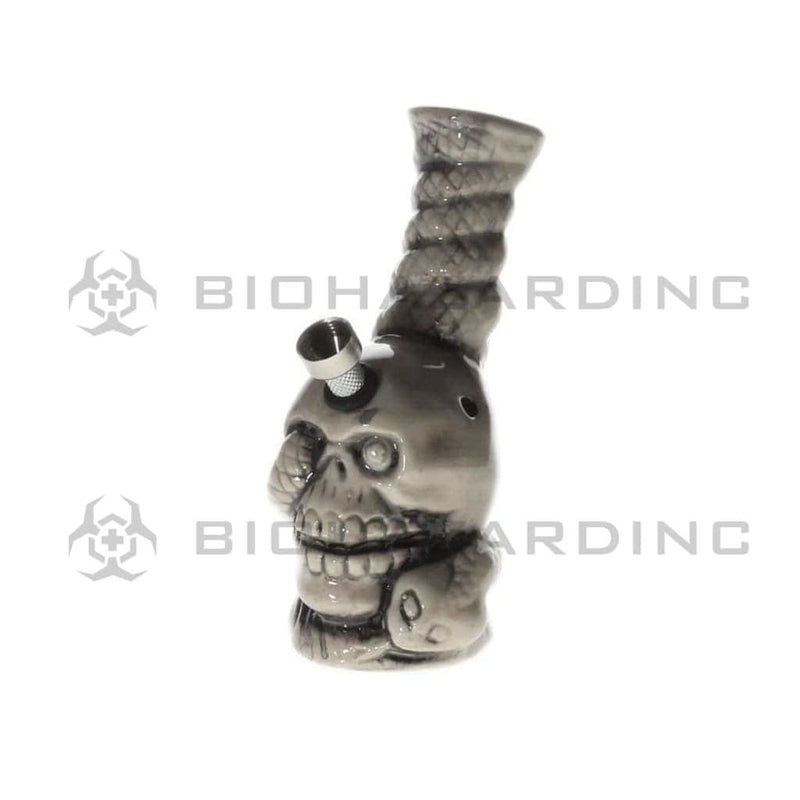 Biohazard Inc Ceramic Bong 6" Small Skull With Snake Ceramic Water Pipe