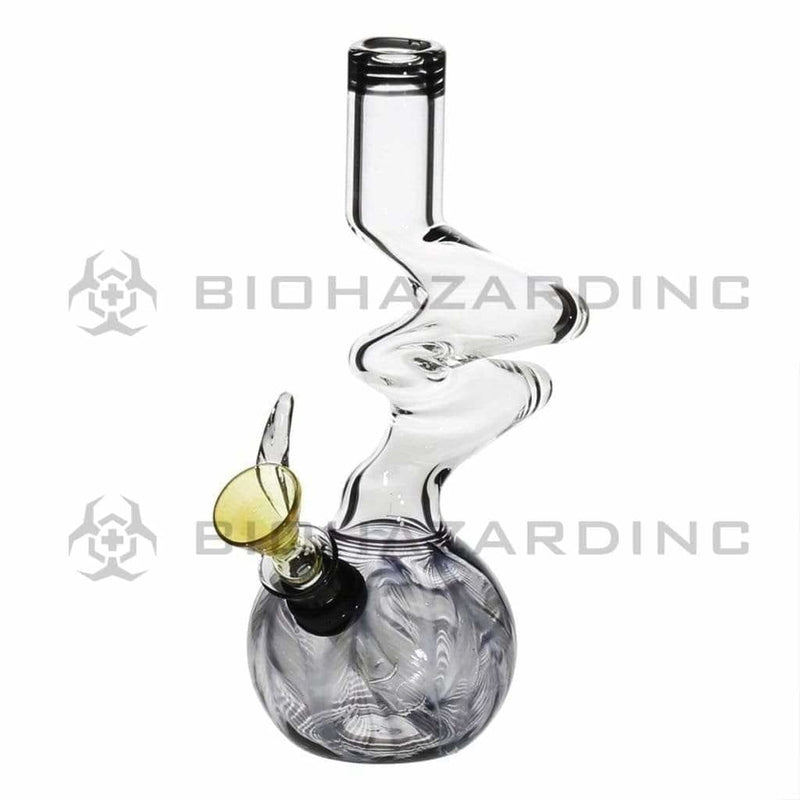 Biohazard Inc Glass Bong 6" Two Elbow Water Pipe w/ Slide - Black Rake