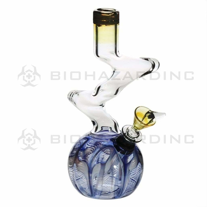 Biohazard Inc Glass Bong 6" Two Elbow Water Pipe w/ Slide - Blue Rake