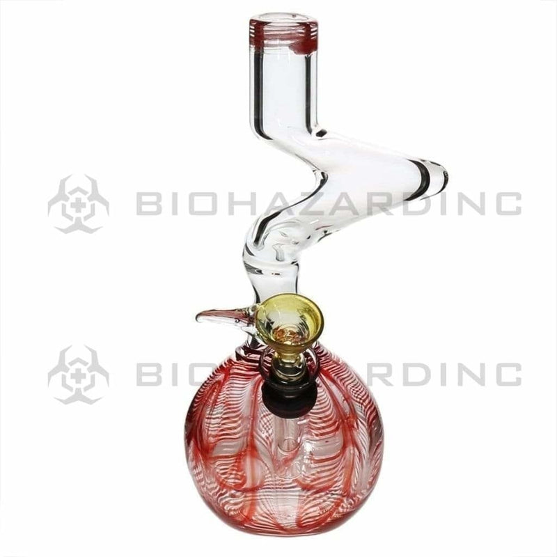 Biohazard Inc Glass Bong 6" Two Elbow Water Pipe w/ Slide - Red Rake