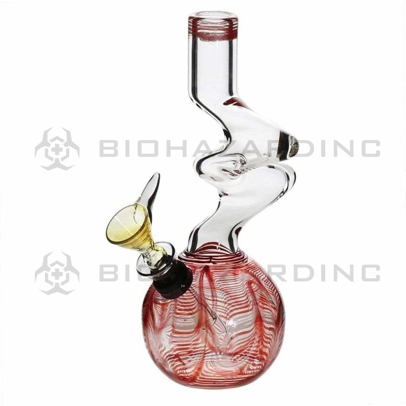 Biohazard Inc Glass Bong 6" Two Elbow Water Pipe w/ Slide - Red Rake