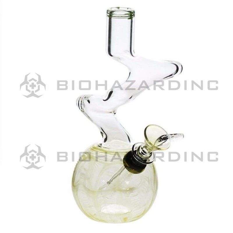 Biohazard Inc Glass Bong 6" Two Elbow Water Pipe w/ Slide - Yellow Rake