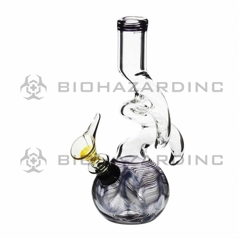 Biohazard Inc Glass Bong 6" Two Hook Water Pipe w/ Slide - Black Rake