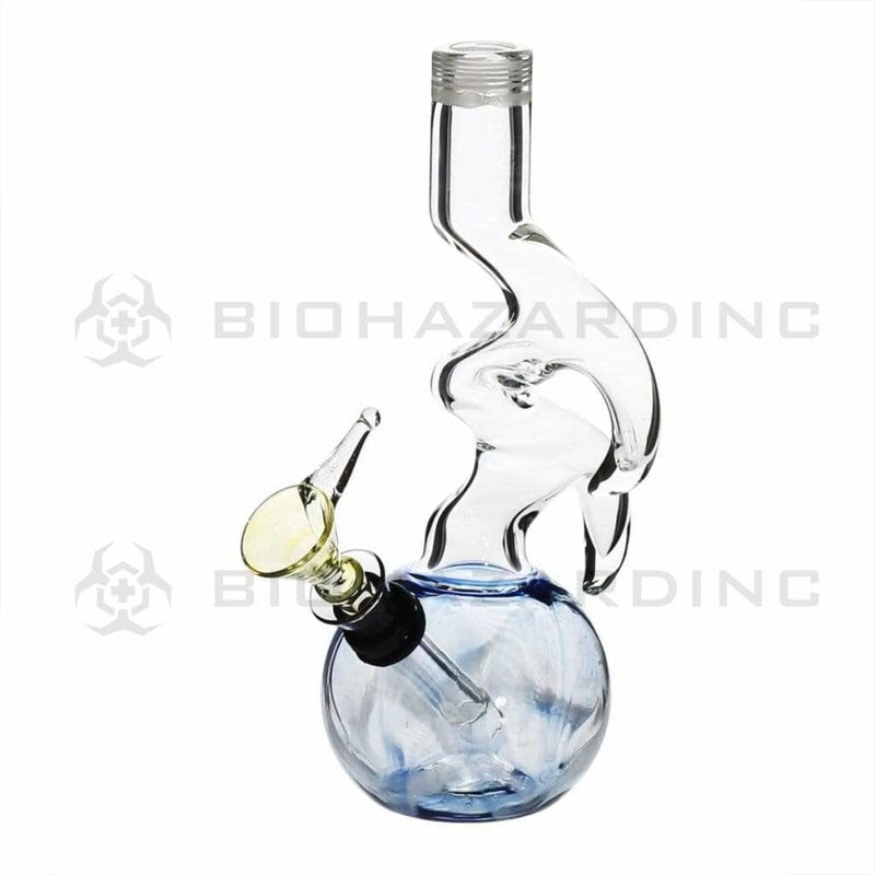 Biohazard Inc Glass Bong 6" Two Hook Water Pipe w/ Slide - Blue Rake