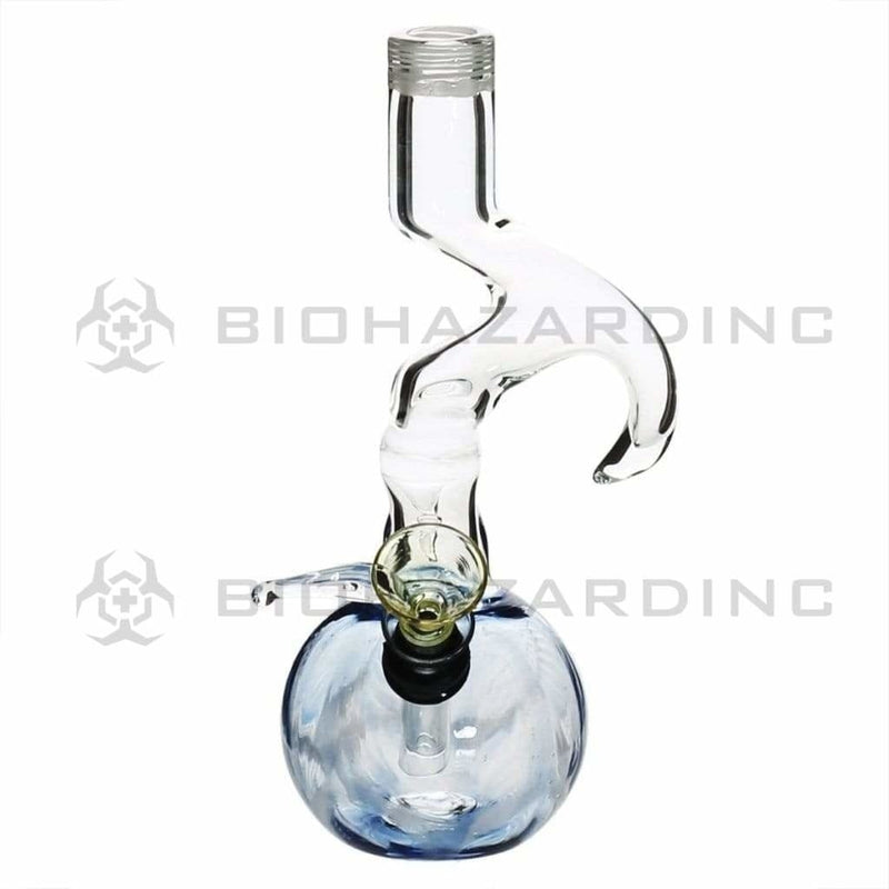 Biohazard Inc Glass Bong 6" Two Hook Water Pipe w/ Slide - Blue Rake