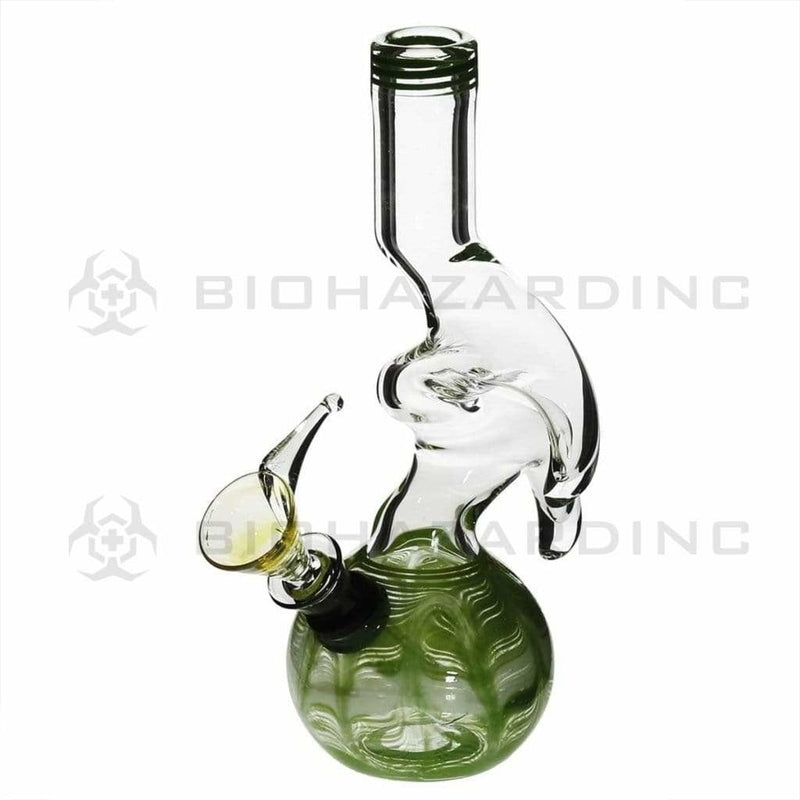 Biohazard Inc Glass Bong 6" Two Hook Water Pipe w/ Slide - Green Rake