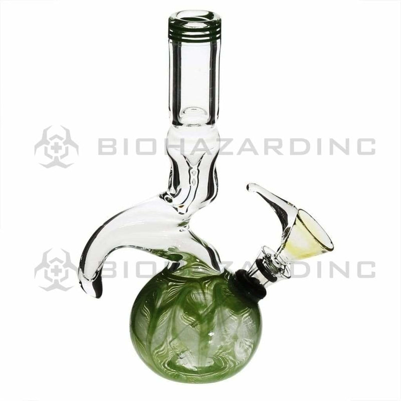 Biohazard Inc Glass Bong 6" Two Hook Water Pipe w/ Slide - Green Rake