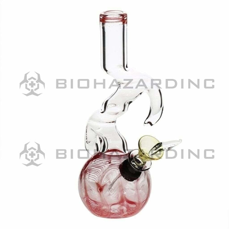 Biohazard Inc Glass Bong 6" Two Hook Water Pipe w/ Slide - Red Rake