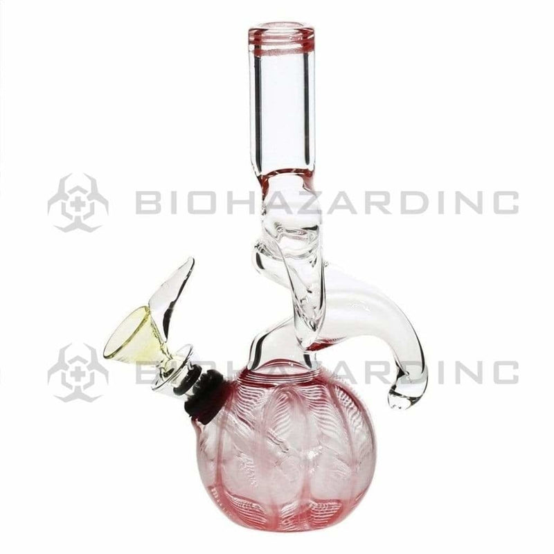 Biohazard Inc Glass Bong 6" Two Hook Water Pipe w/ Slide - Red Rake