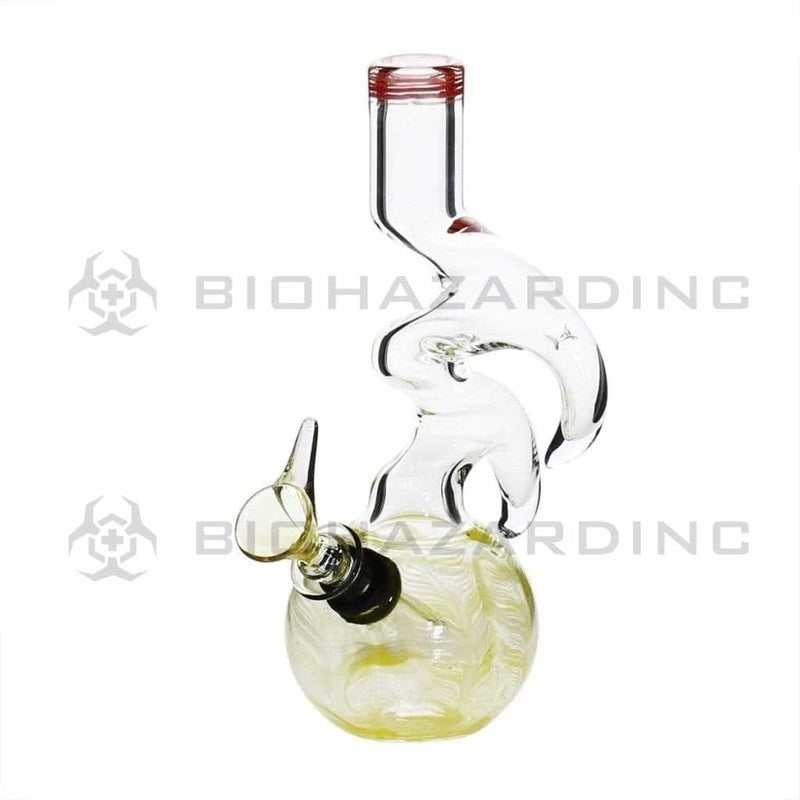 Biohazard Inc Glass Bong 6" Two Hook Water Pipe w/ Slide - Yellow Rake