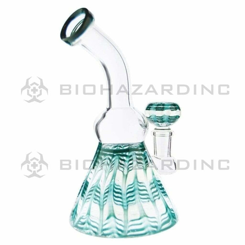 Biohazard Inc Glass Bong 6" Wrap & Rake Beaker Bong - Aqua