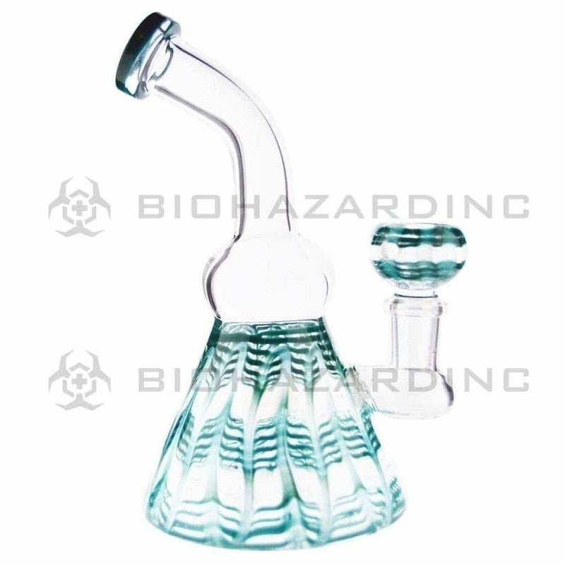 Biohazard Inc Glass Bong 6" Wrap & Rake Beaker Bong - Aqua