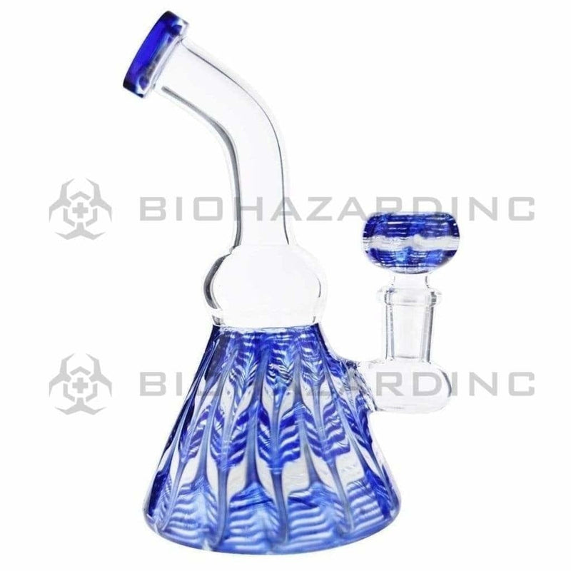 Biohazard Inc Glass Bong 6" Wrap & Rake Beaker Bong - Blue