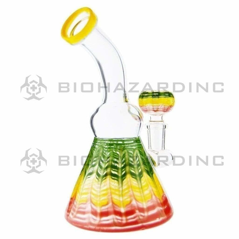 Biohazard Inc Glass Bong 6" Wrap & Rake Beaker Bong - Rasta