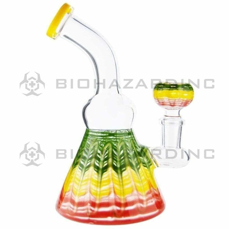 Biohazard Inc Glass Bong 6" Wrap & Rake Beaker Bong - Rasta