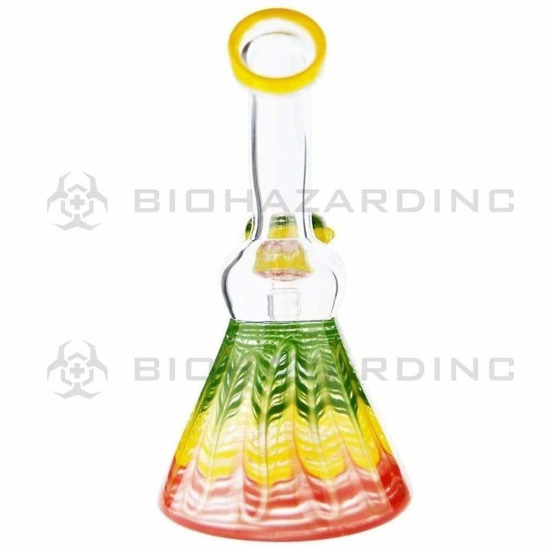 Biohazard Inc Glass Bong 6" Wrap & Rake Beaker Bong - Rasta