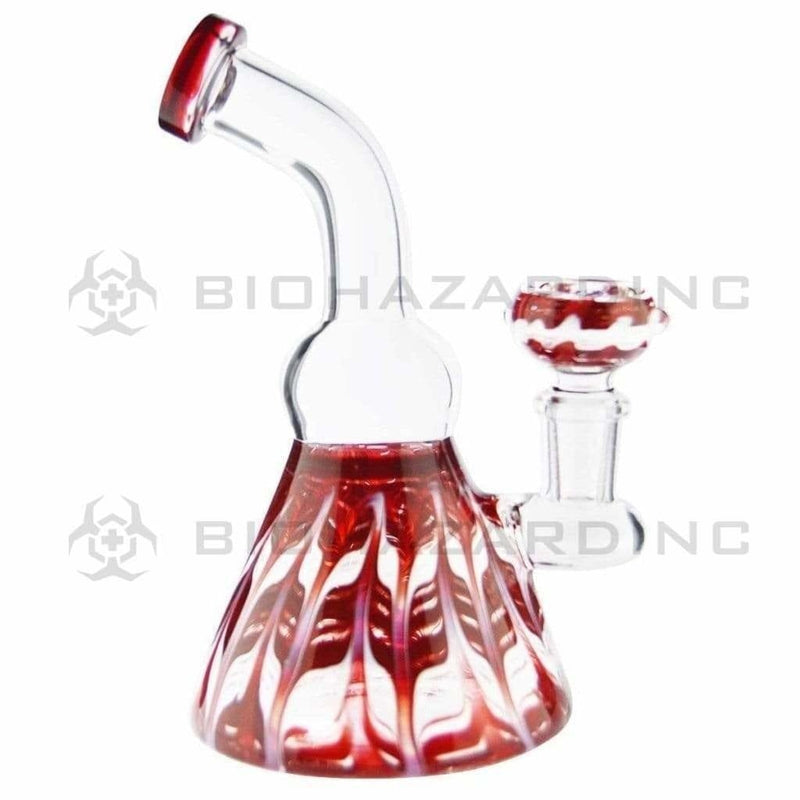 Biohazard Inc Glass Bong 6" Wrap & Rake Beaker Bong - Red