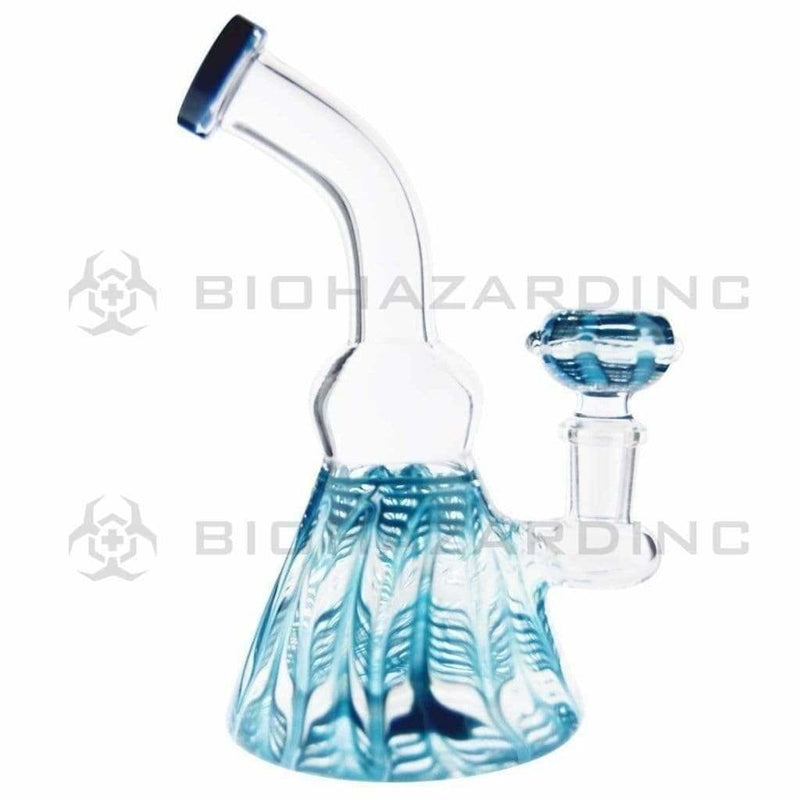 Biohazard Inc Glass Bong 6" Wrap & Rake Beaker Bong - Turquoise