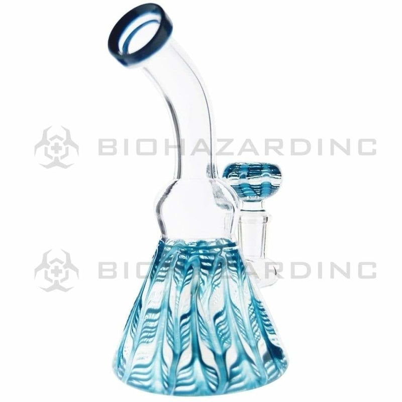 Biohazard Inc Glass Bong 6" Wrap & Rake Beaker Bong - Turquoise