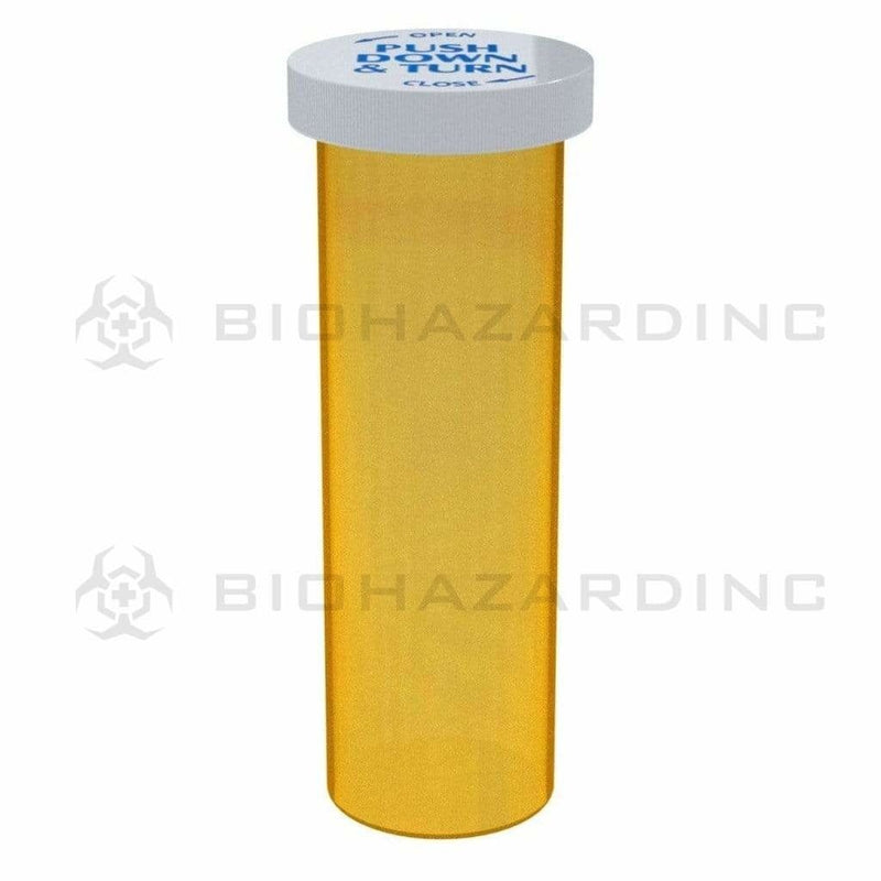 Biohazard Inc Push & Turn Vial 60 Dram - Push & Turn Cap Vial Amber  - 110 Count