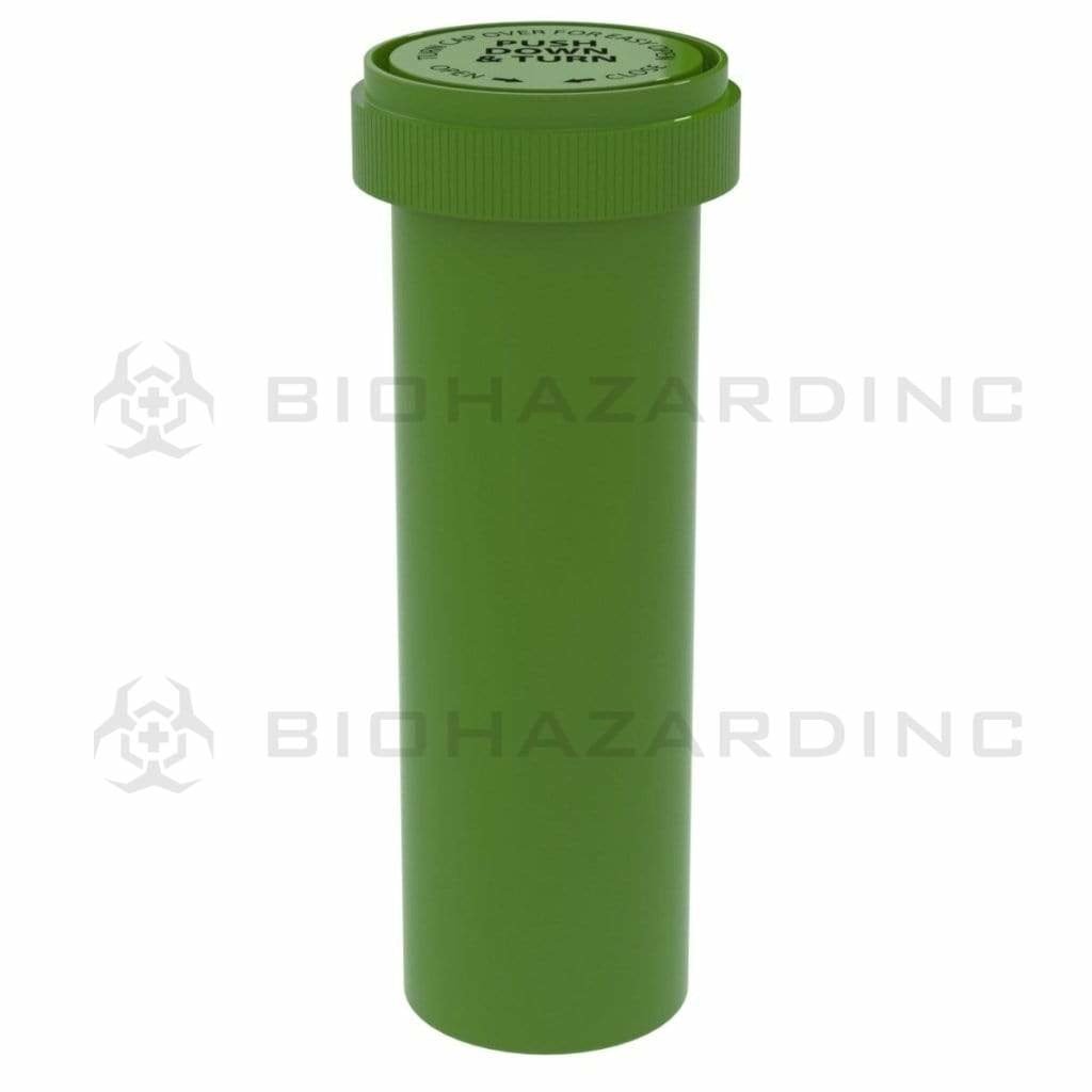 Biohazard Inc Reversible Cap Vial 60 Dram - Reversible Cap Vial 100 Count - Opaque Green