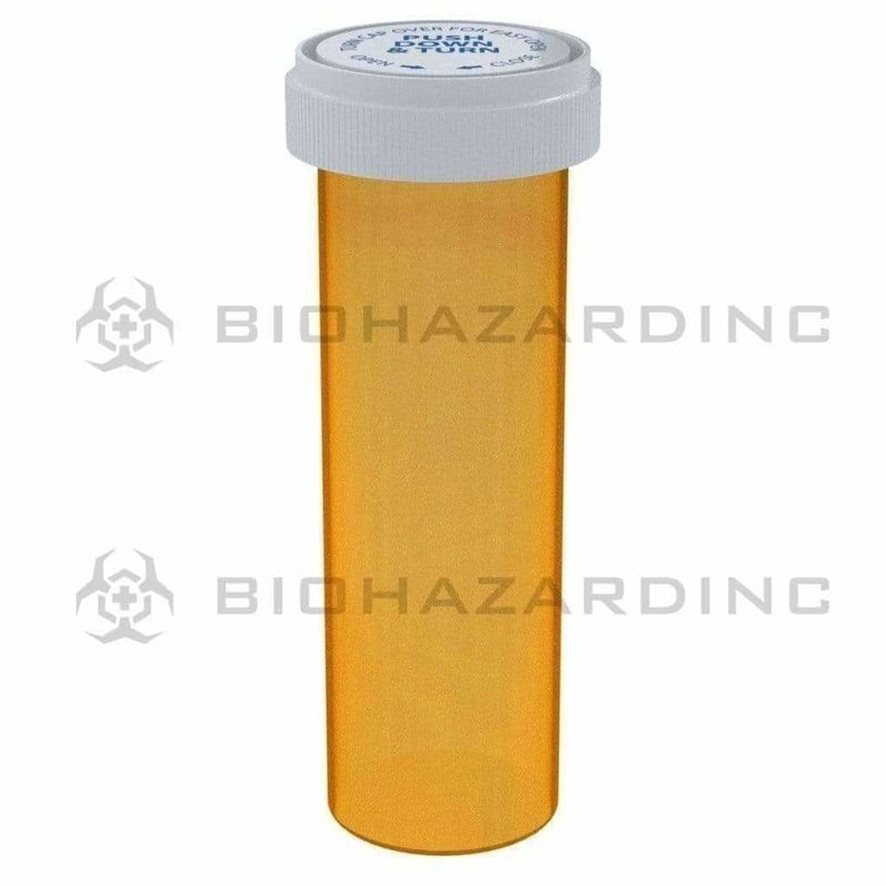 Biohazard Inc Reversible Cap Vial 60 Dram - Reversible Vial 100 Count - Amber