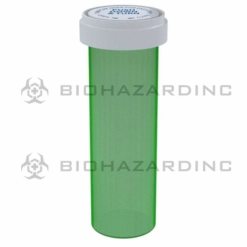 Biohazard Inc Reversible Cap Vial 60 Dram - Reversible Vial 100 Count - Green