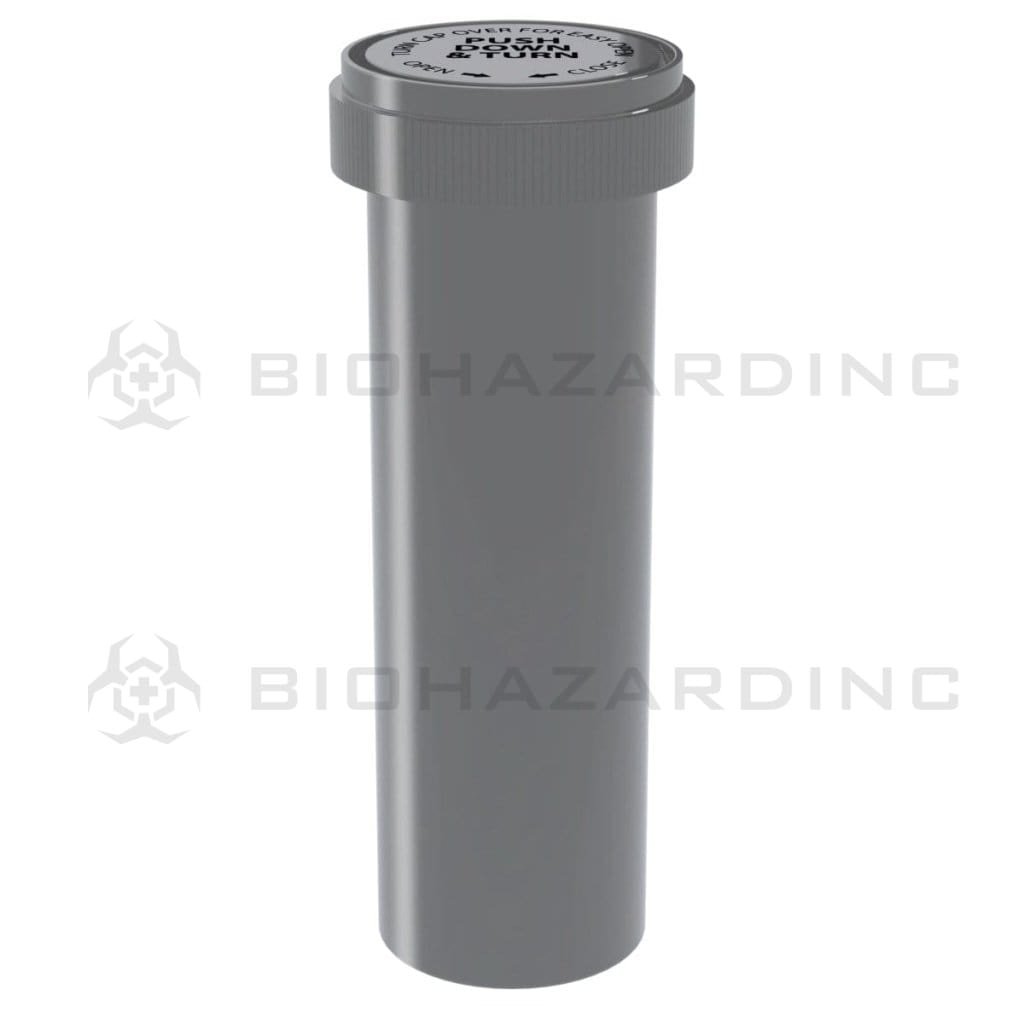 Biohazard Inc Reversible Cap Vial 60 Dram - Reversible Vial 100 Count - Opaque Silver