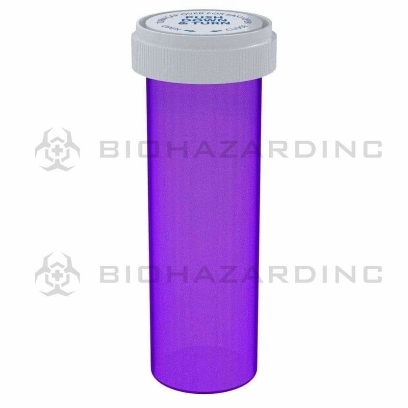 Biohazard Inc Reversible Cap Vial 60 Dram - Reversible Vial 100 Count - Purple