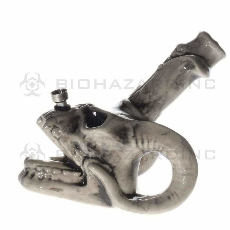 Biohazard Inc Ceramic Bong 7.5" Horned Skull Ceramic Water Pipe