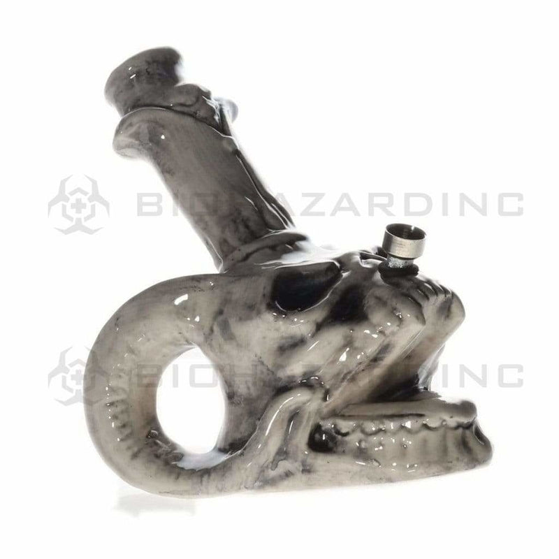 Biohazard Inc Ceramic Bong 7.5" Horned Skull Ceramic Water Pipe