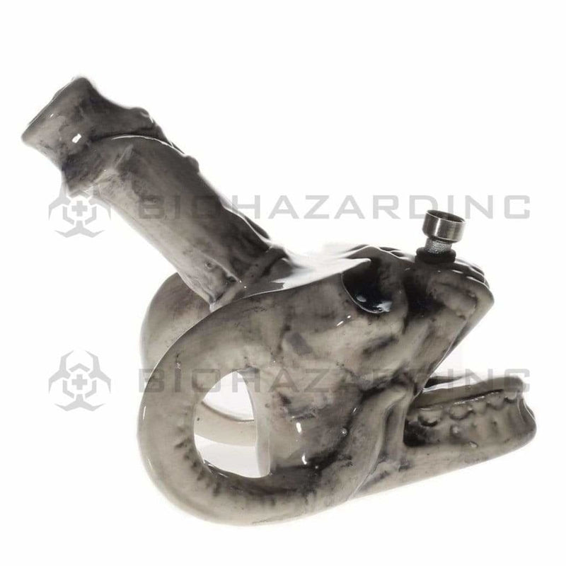 Biohazard Inc Ceramic Bong 7.5" Horned Skull Ceramic Water Pipe