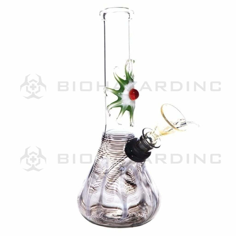 Biohazard Inc Glass Bong 7" Beaker Design Water Pipe w/ Slide - Black Rake + Assorted