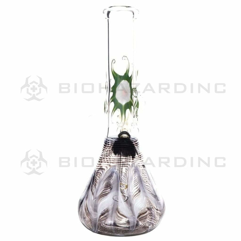 Biohazard Inc Glass Bong 7" Beaker Design Water Pipe w/ Slide - Black Rake + Assorted