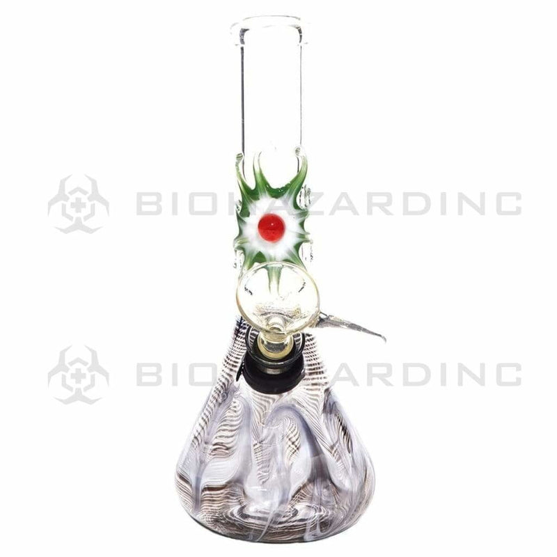 Biohazard Inc Glass Bong 7" Beaker Design Water Pipe w/ Slide - Black Rake + Assorted