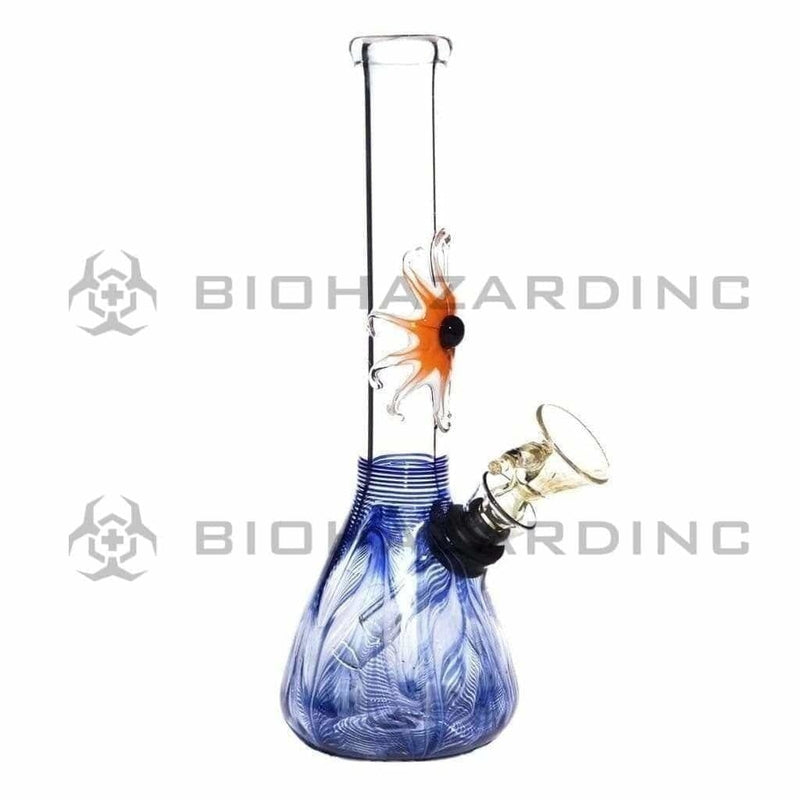 Biohazard Inc Glass Bong 7" Beaker Design Water Pipe w/ Slide - Blue Rake + Assorted