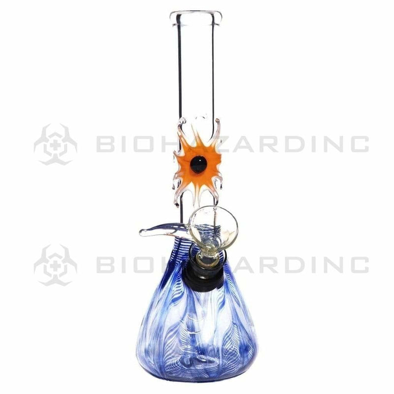 Biohazard Inc Glass Bong 7" Beaker Design Water Pipe w/ Slide - Blue Rake + Assorted