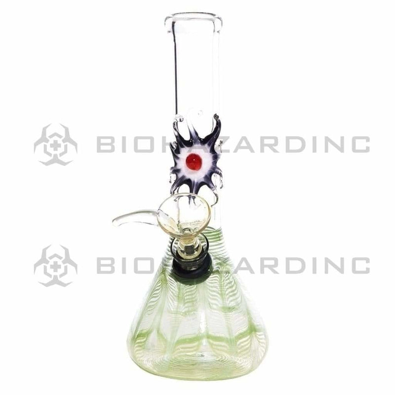 Biohazard Inc Glass Bong 7" Beaker Design Water Pipe w/ Slide - Green Rake + Assorted