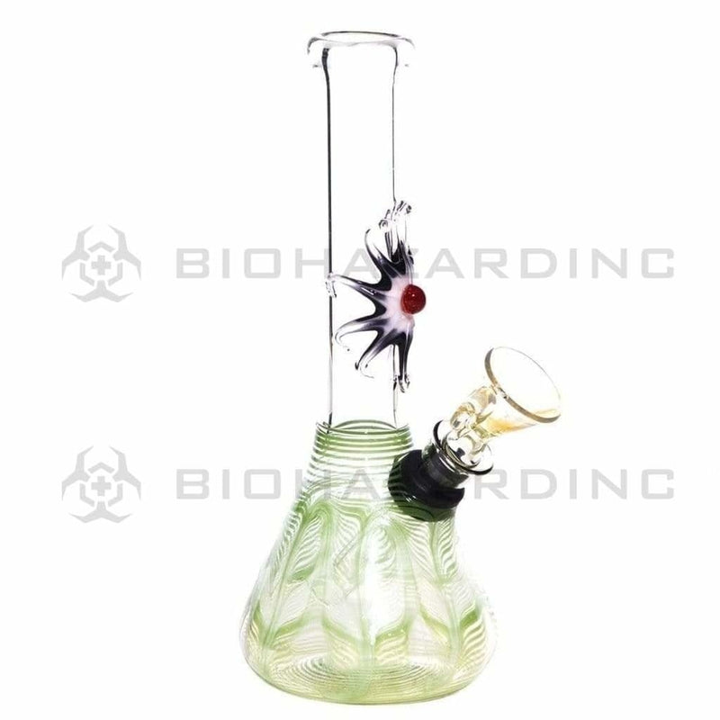 Biohazard Inc Glass Bong 7" Beaker Design Water Pipe w/ Slide - Green Rake + Assorted