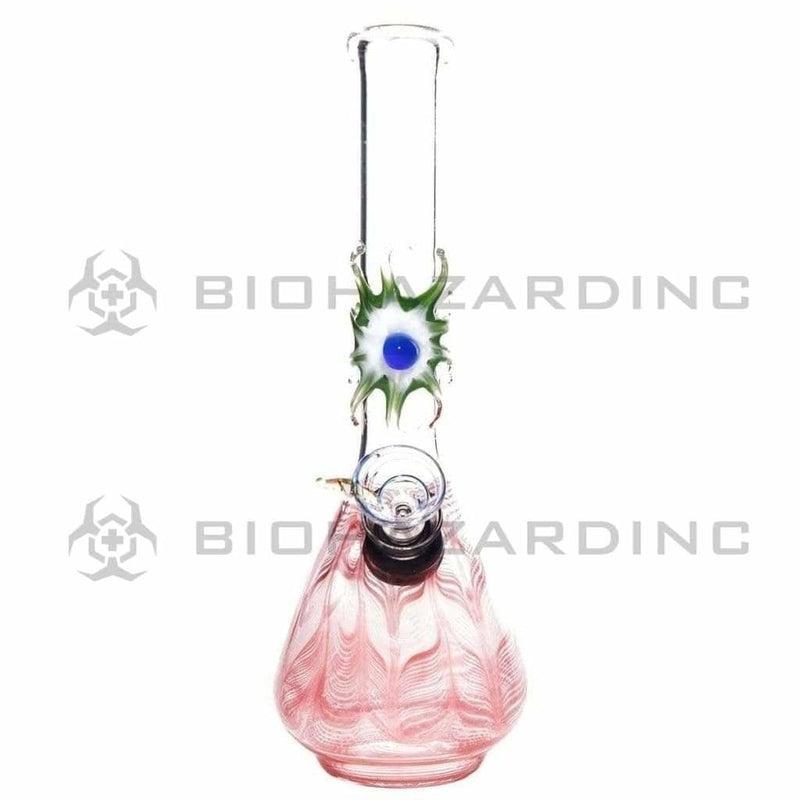 Biohazard Inc Glass Bong 7" Beaker Design Water Pipe w/ Slide - Red Rake + Assorted