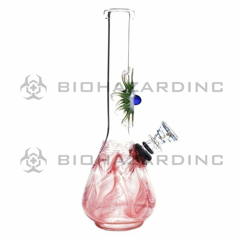 Biohazard Inc Glass Bong 7" Beaker Design Water Pipe w/ Slide - Red Rake + Assorted