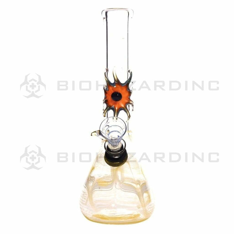 Biohazard Inc Glass Bong 7" Beaker Design Water Pipe w/ Slide - Yellow Rake + Assorted