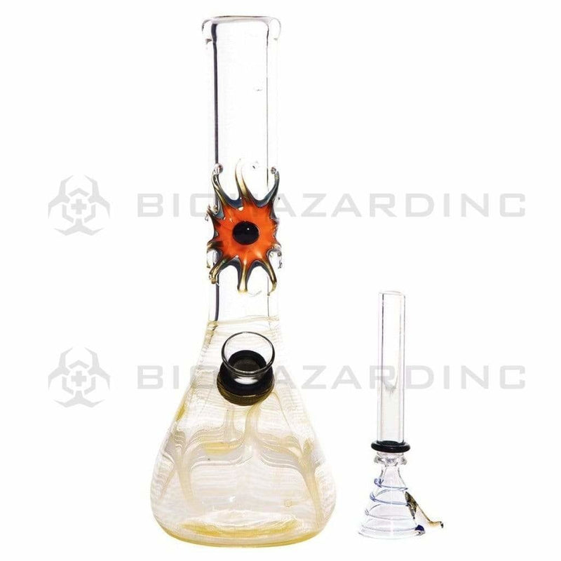 Biohazard Inc Glass Bong 7" Beaker Design Water Pipe w/ Slide - Yellow Rake + Assorted